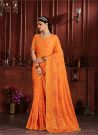 Indian Traditional Gorgeous Designer Orange Brasso Saree