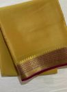 Mustard Yellow Woven Work Broad Contrast Border Plain Saree