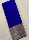 Mysore Silk Blue Eye Catching Contrast Border Plain Saree