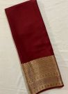 Mysore Silk Maroon Partywear Contrast Border Plain Saree