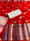 Partywear Organza Red Saree