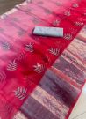 Pink Kanchipuram Organza Jacquard Latest Design Traditional Saree