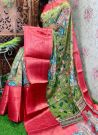 Pista Festive Kalamkari Printed Chanderi Silk Saree