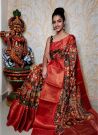 Red Chanderi Silk Saree With Zari Weaving Border