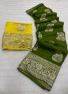 Stunning Green Classic Russian Silk Saree