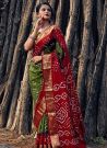 Stunning Traditional Green Bandhej Saree For Women