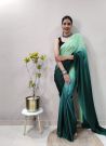 Trading Green Chinon Ready To Wear Saree With Blouse