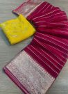 Trending Georgette Striped Wine Weaving Saree