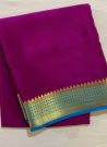 Wine Woven Work Broad Contrast Border Plain Saree