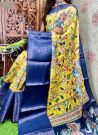 Yellow Festive Kalamkari Printed Chanderi Silk Saree